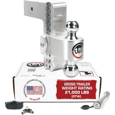 Weigh Safe Adjustable Trailer Hitch Ball Mount, 8" Adjustable Drop Hitch for 3" Receiver w/ 2 pc Keyed Alike Lock Set, Heavy Duty Aluminum Trailer Tow Hitch w/Chrome Plated Tow Balls, 21,000 GTW