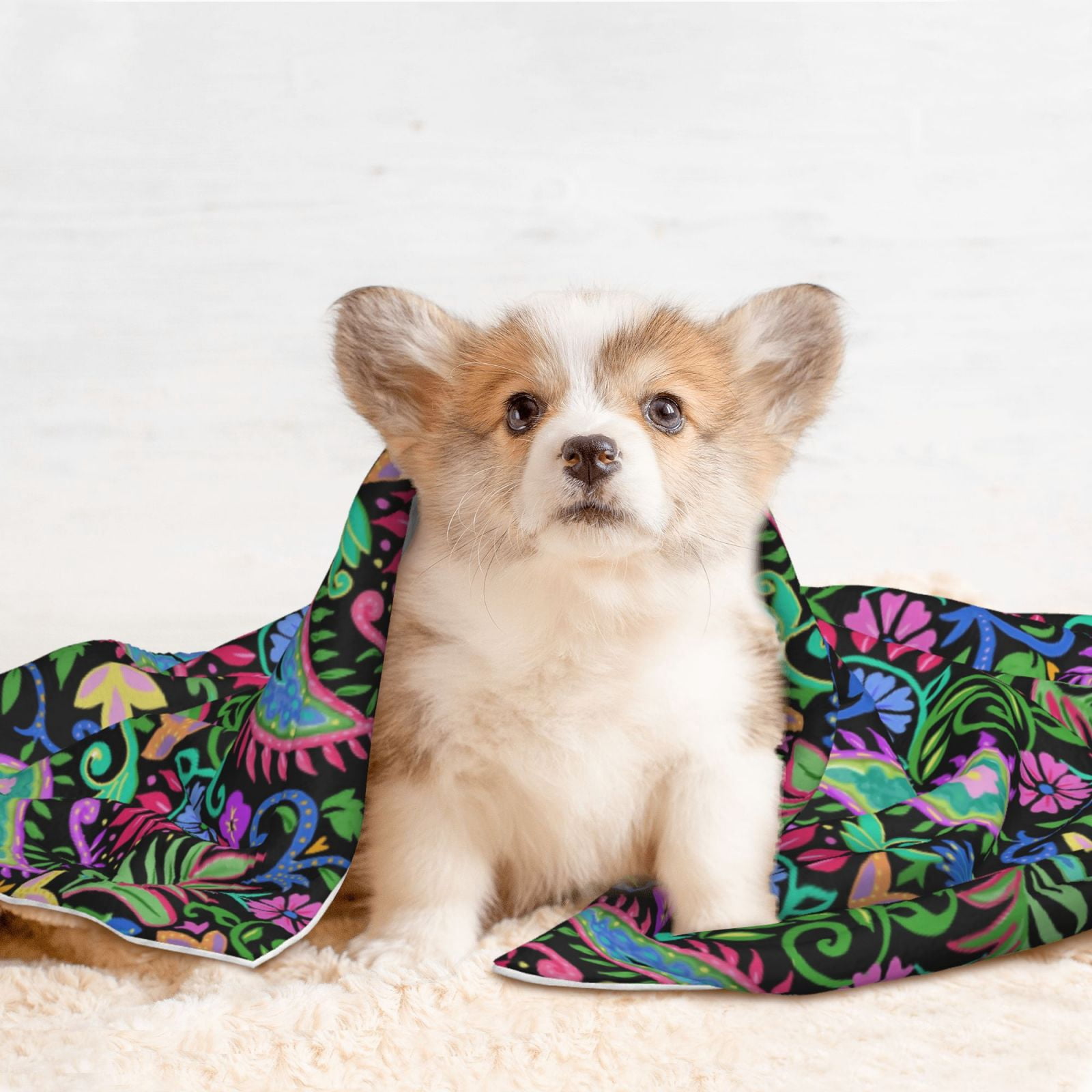 Naloa Watercolor Floral Paisley Dog Blanket, 3 Sizes Cat Blanket for Indoor Cats Large Medium Small Dog Gifts-Small
