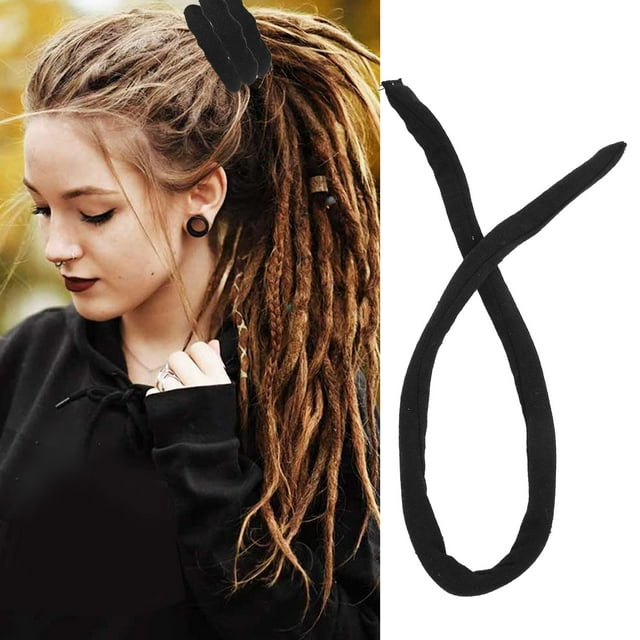 Lazos para el cabello accesorios para rastas elegante alambre flexible incrustado lazo largo para el cabello con rastas negro puro para hombres para coletas altas ANGGREK Otros