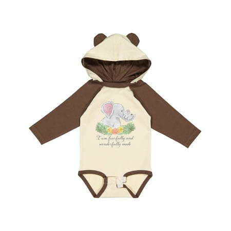 

Inktastic I am Fearfully and Wonderfully Made Cute Elephants Boys or Girls Long Sleeve Baby Bodysuit