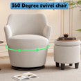 thumbnail image 3 of NEW 360°Swivel Accent Chair with Ottoman, Lounge Sofa with Nail Trim, Living Room Chairs, Bedroom Chair, Vanity Chair, Nursery Glider, Swivel Barrel Chair-Beige/White Accent Chair, 3 of 7