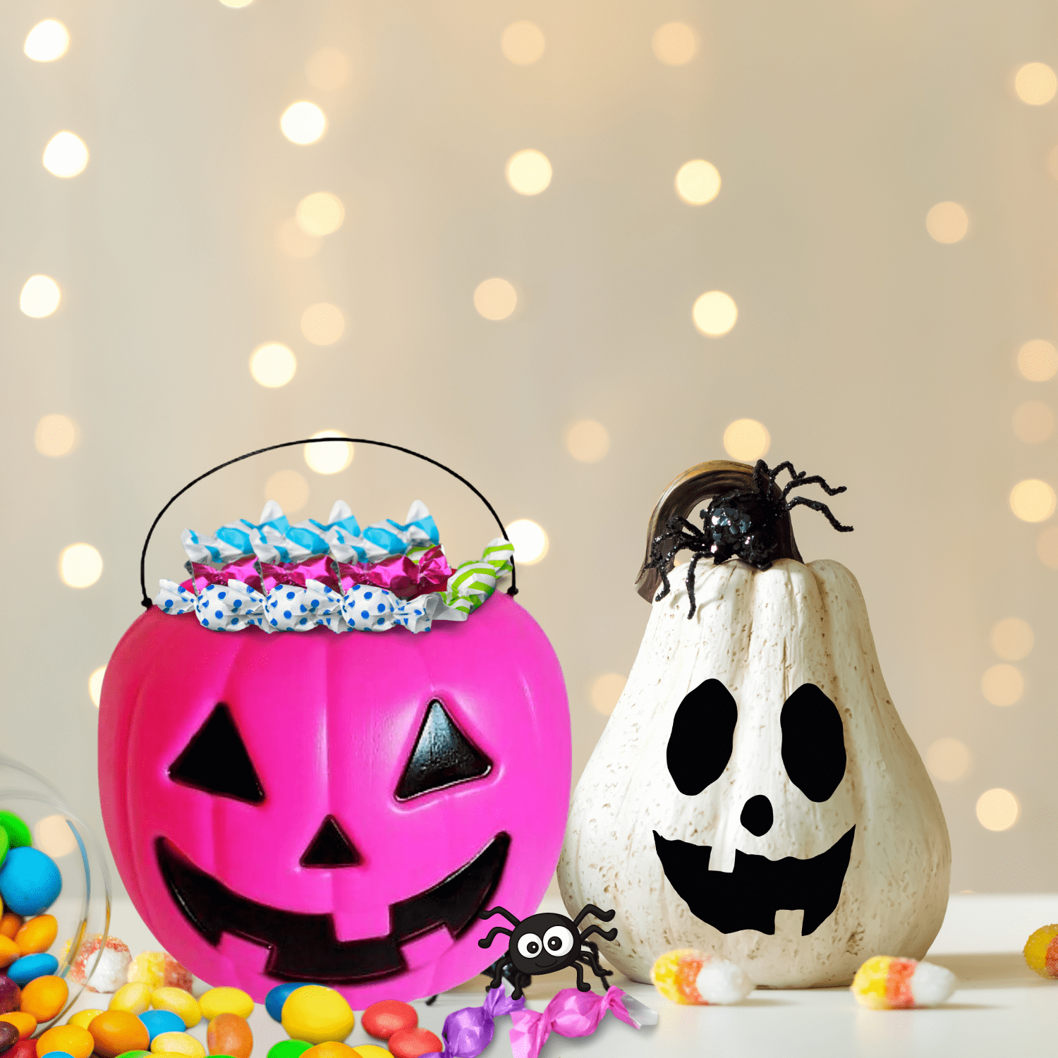 Halloween Pink Pumpkin Jack O' Lantern Candy Bucket Portable Pumpkin Pail Trick or Treat Buckets Candy Holder for Kids Treat Bags Halloween Candy Basket Fillers Party Favors