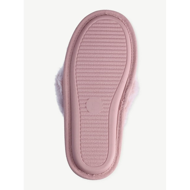 Joyspun Women's Faux Fur X-Band Slippers - Walmart Business