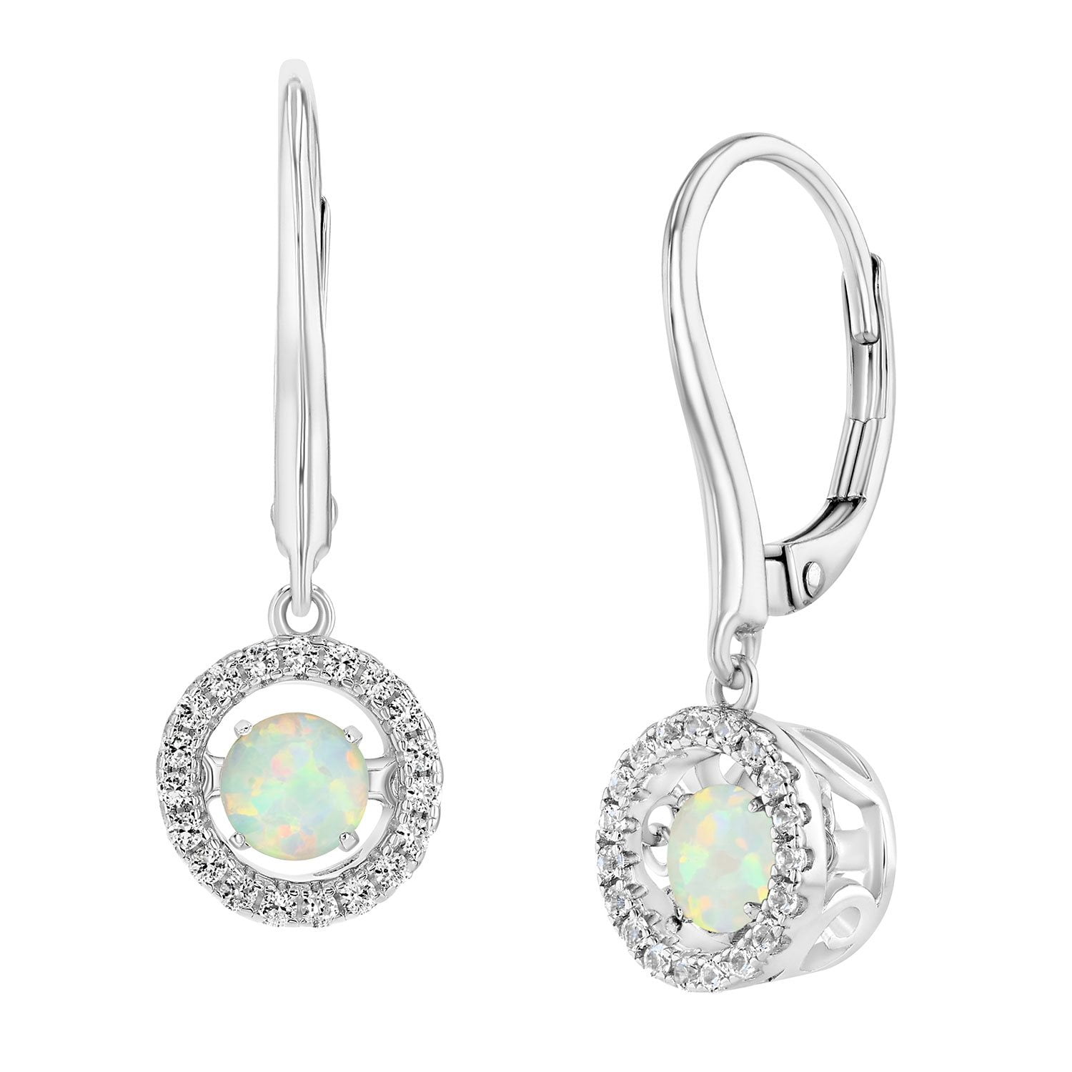 Round Cut Lab Created Gemstone Dancing Pendant & Earring Set