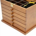 thumbnail image 6 of 6 Tiers Jewelry Box Wooden Storage Cabinet Four-Leaf Carved Top w/ Lock & Mirror, 6 of 12