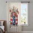 thumbnail image 4 of Independence Day Sheer Curtains 96 Inches Long, Spring Roses Flowers US Flag Rustic Plants Light Filering Curtains, Privacy Drapes Simi Floor to Veiling Curtain for Living Room Window Treatment, 4 of 9