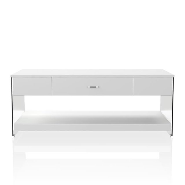 Bowery Hill Table Basse de Rangement Contemporaine en Bois Blanc