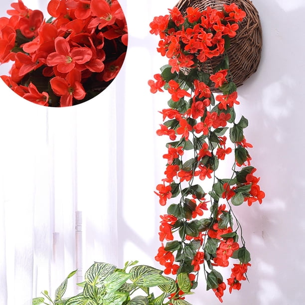 Cortinas de pared de flores de seda violeta - enredaderas artificiales de 85 cm con flores de 5 cm para decoración del hogar y la boda