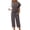 Dark Gray, variant on Ekouaer Capri Pajamas Set Women's Ruffle Sleeve Top and Capri Pants Soft Sleepwear Loungewear with Pockets