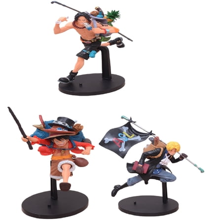 Njube Anime Model Gift for Anime Fans Three brothers Sabo Figure/Portgas·D· Ace Figure/Luffy Figure PVC Anime Character Models Toys Decorative Dolls(3PCS)