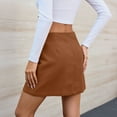 thumbnail image 5 of ClodeEU Women's Mini Asymmetrical Skirt with Shorts Underneath,Split Hem and Wrap Front Skort Brown,Womens Plus S, 5 of 6