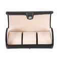 thumbnail image 2 of Watch Rolls 3 Grids Cylinder Watch Roll Holder Wristwatch Display Case Jewelry Gift Storage Box Black Watch Box, 2 of 8