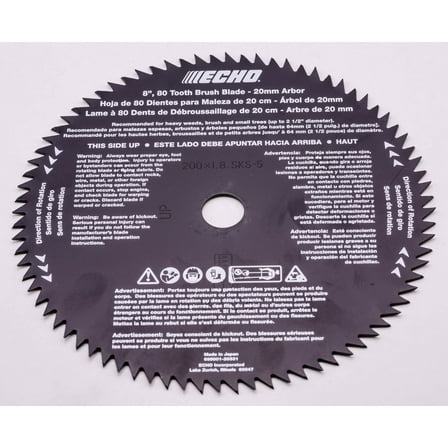 GENUINE ECHO 80 TOOTH BRUSHCUTTER BLADE 8" 20MM ARBOR 69500120331