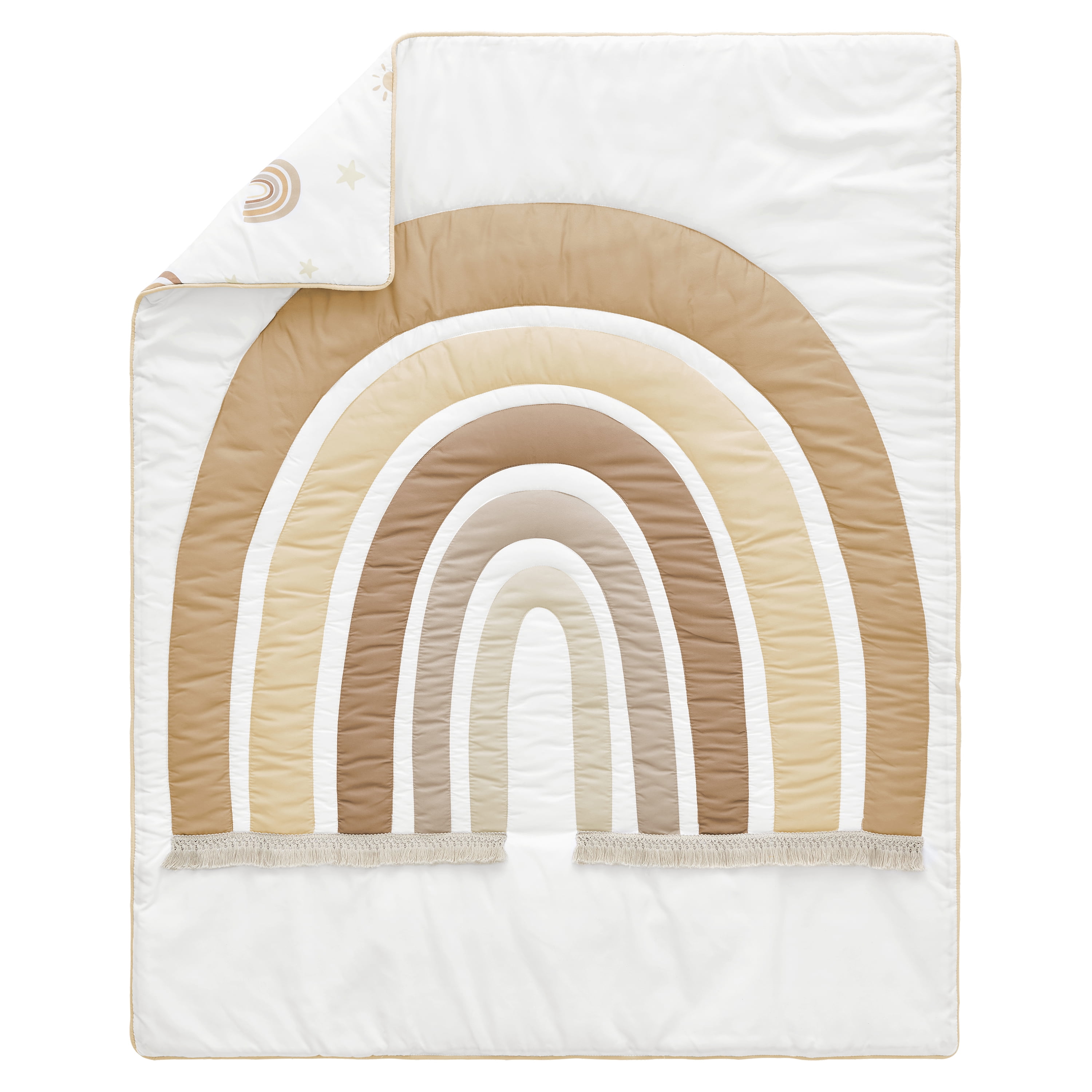 Sweet Jojo Designs Boho Rainbow Neutral Taupe Yellow and Beige 4 Piece Crib Bedding Set