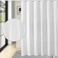 thumbnail image 1 of White Shower Curtain, 3D Embossed Textured Herringbone Fabric Modern Farmhouse Bathroom Decor Soft Cloth Curtain Set with Hooks, 72x72, 1 of 4