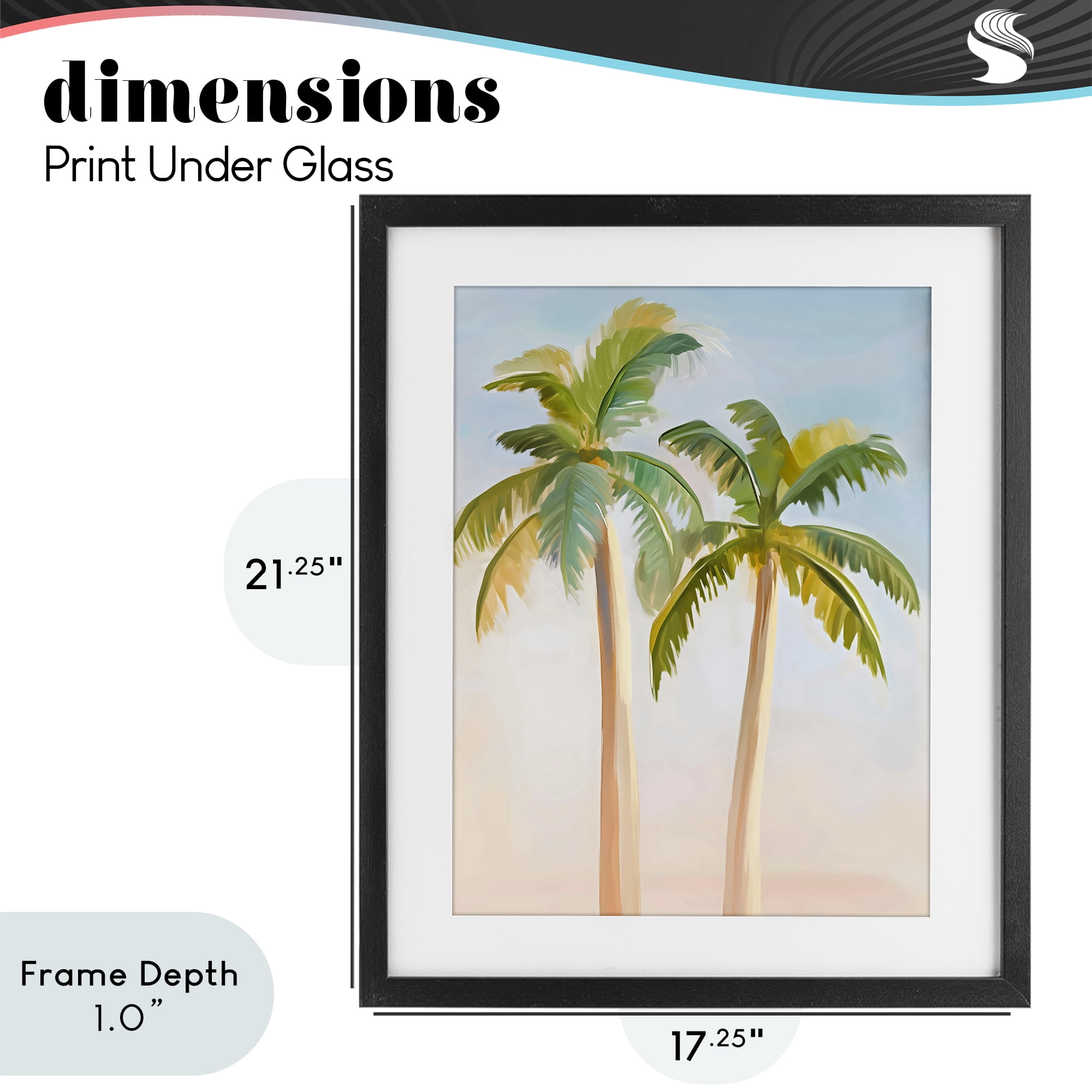 Stupell Industries Tropical Palm Twins at Sunrise Black Framed Print Under Glass, design by The Prints Vibe