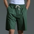 thumbnail image 5 of Men's Shorts Casual Men's Solid Fashion Casual Cotton Drawstring Elastic Waist Half Shorts Pants Wide Leg Shorts on Clearance, 5 of 8
