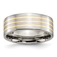 thumbnail image 1 of Titanium 14k Yellow Inlay Flat 8mm Polished Band Ring 13 Size, 1 of 6