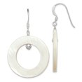 thumbnail image 1 of 925 Sterling Silver White Mother Of Pearl Circle Drop Dangle Earrings Natural Stone Shell, 1 of 6