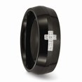 thumbnail image 5 of Stainless Steel Black IP-plated With Diamond Cross Ring Size: 9; for Adults and Teens; for Women and Men, 5 of 7