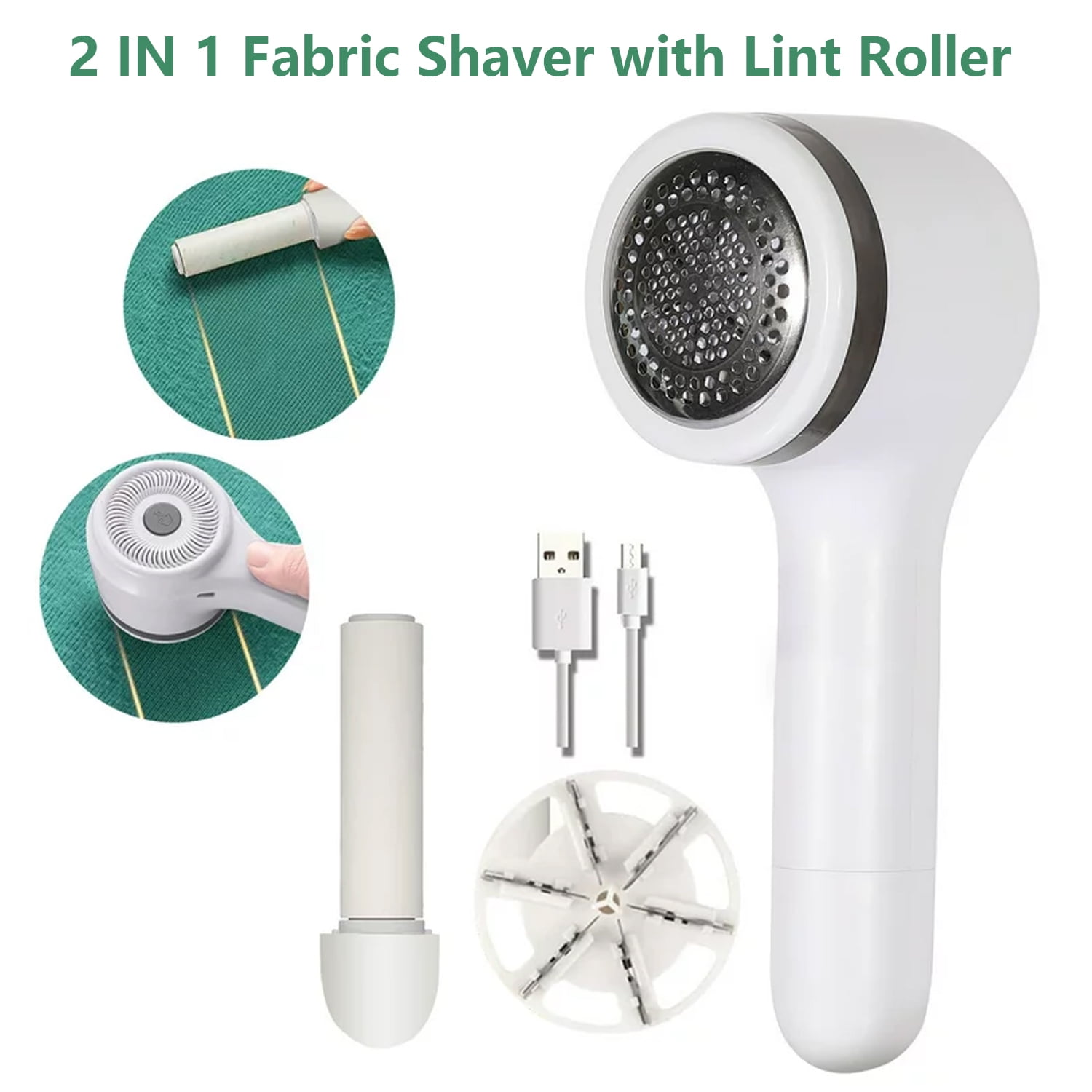 Hanru 2 in 1 Rechargeable Fabric Shaver with Lint Roller, Electric Lint