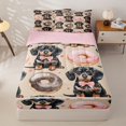 thumbnail image 2 of Manfei Kawaii Bow Dalmatian Zipper Full Size Comforter Sets with Fitted Sheet and 2 Pillowcases, Pink Donut Cake Zipper Bedding Set, Pink Brown, Pink Reversible, 4pcs, 2 of 7