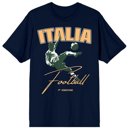 Homestand Italia Football Adult Navy Crew Neck Short Sleeve T-shirt-XXL