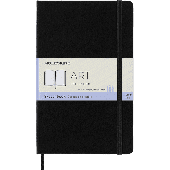 Moleskine Art Sketchbook, Hard Cover, Large (5" x 8.25"), Plain, Black