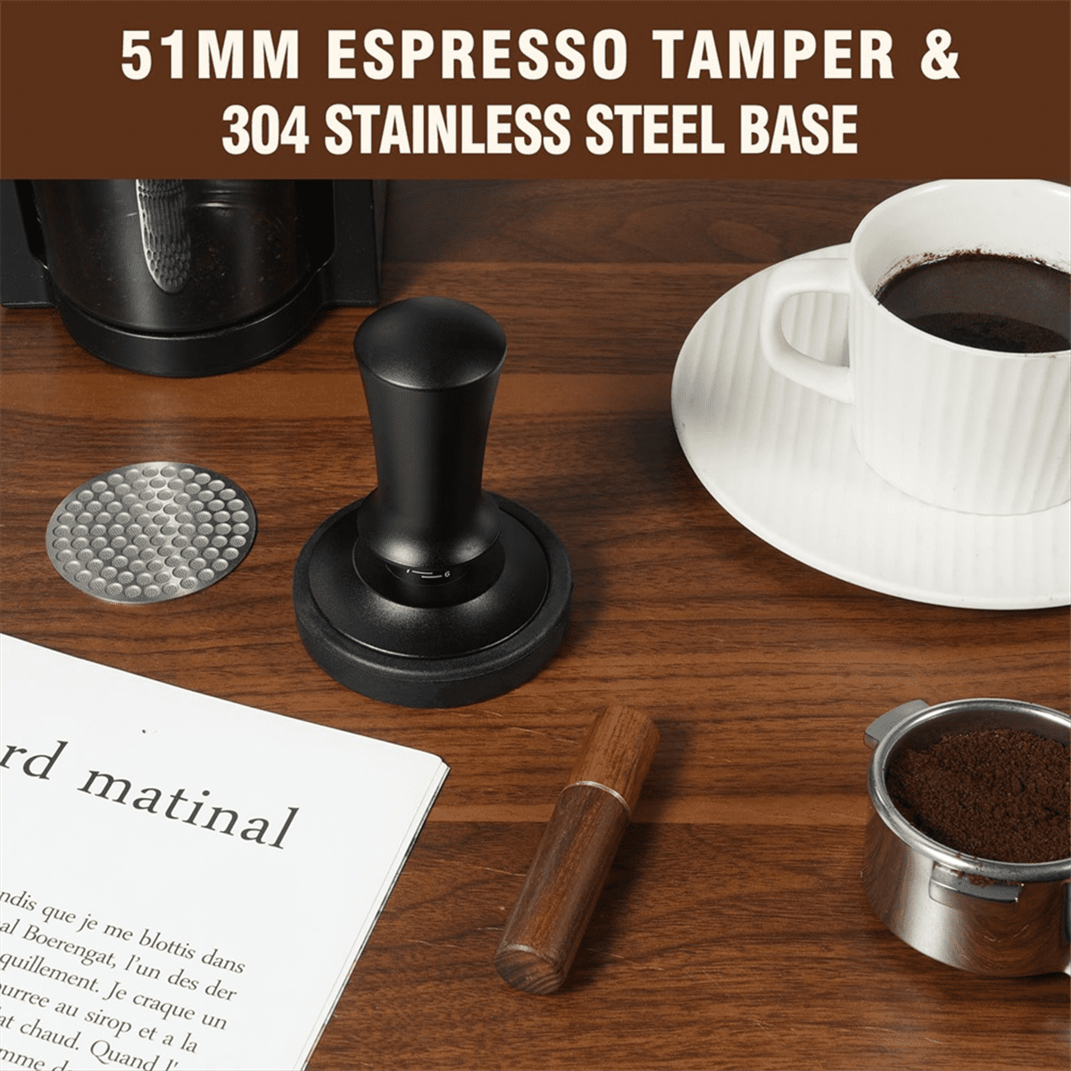 SHUTEX Tamper Caffè 51mm Con Puck Screen - Acciaio Inox, Base Filettata, Per Espresso - Foto 2