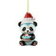 thumbnail image 4 of 6 Pack Cute Panda Christmas Ornaments, Flat Acrylic 2D Hanging Decoration for Xmas Tree, Animal Theme Holiday Party Favors, Car Mirror Charm, Unique Gift Tags for Kids, 3.15 Inch, Multicolor, 4 of 9
