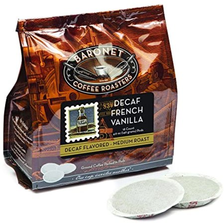 Baronet Coffee Decaf French Vanilla Coffee Pods, 54 Count