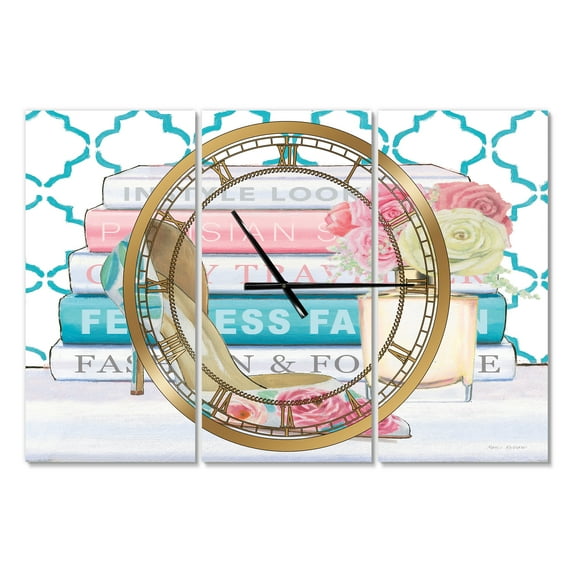 Designart 'Pink Fashion high heels II' Traditional wall clock