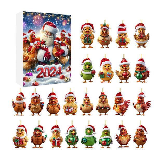 SGACAI Calendario de Adviento de 24 días para las vacaciones de Navidad Calendario de cuenta regresiva Chicken Fast