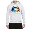 thumbnail image 2 of Wild Bobby, Colorful Neon Rainbow Biting Lips Pop Culture Unisex Graphic Hoodie Sweatshirt, White, Small, 2 of 3