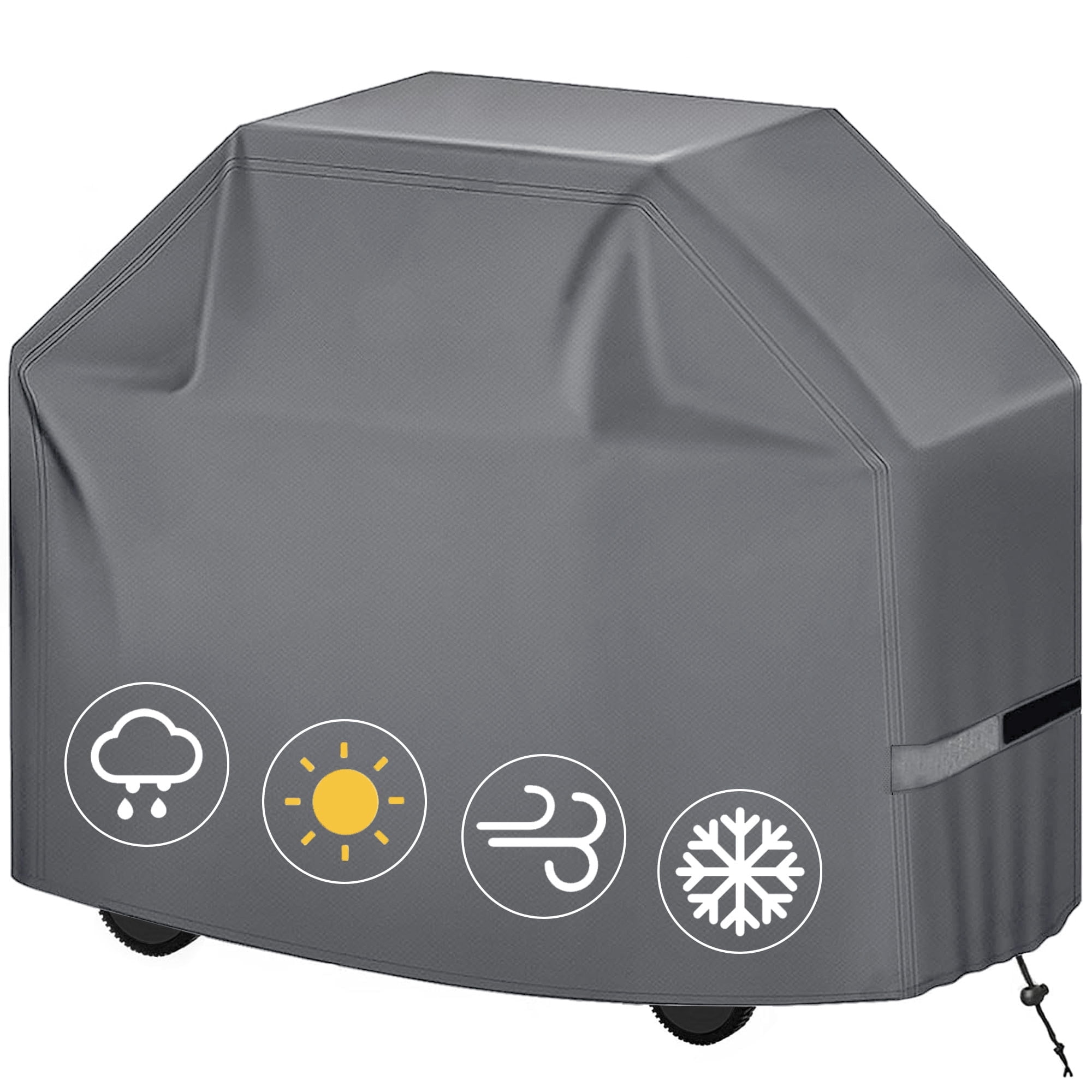 GVDV Grill Cover, 58 inch BBQ Gas Grill Cover for Outdoor Grill, Adjustable Barbecue Cover Waterproof, Rip-Proof, Anti-UV, Fade Resistant(Gray)