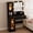 Black, variant on Gaderth Vanity With Lights,Makeup Vanity Desk With Led Mirror & Power Outlet,33.46" Compact Dressing Table,Makeup Dressing Table With 2 Open Compartments & 2 Acrylic-Door Cabinets For Bedroom