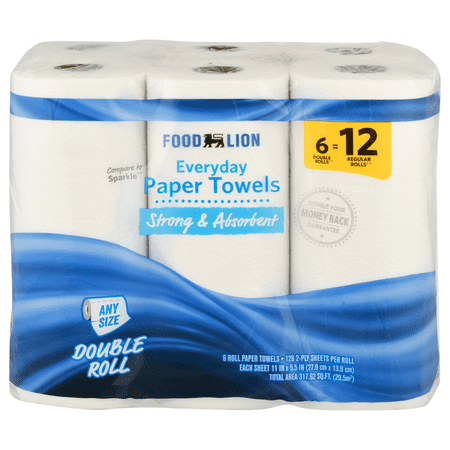 2-Ply Double Rolls Paper Towels 6 Pack – Strong & Absorbent Kitchen Paper Towel Rolls Select-A-Size Sheets Bulk Paper Towels for Cleaning Disposable Kitchen Towels Household Paper Products