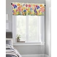 thumbnail image 4 of Watercolor Purple Pink Floral Window Valances for Kitchen,Rod Pocket Valance Privacy Small Curtain,Pastoral Flower on Yellow Plaid Window Treatment Drapes for Bedroom Laundry Room Farmhouse Home, 4 of 8