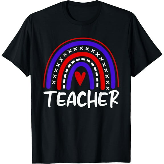 Rainbow Red White Blue Teacher 4th of July Professor T-Shirt