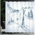 thumbnail image 4 of Ambesonne Winter Shower Curtain, Ski Sport Mountain View, 69"Wx75"L, Blue White, 4 of 5