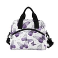 thumbnail image 2 of Insulated Crossbody Lunch Bag 10L Lunch Tote with Adjustable Shoulder Strap for Work Office Picnic Lavender-colored Butterfly Pattern, 2 of 6
