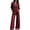Wine #24, variant on 2 Piece Sets for Women Zip Up Mock Neck Jacket and Wide Leg Pants Tracksuit Regular Breathable Athleisure Outfits ,L