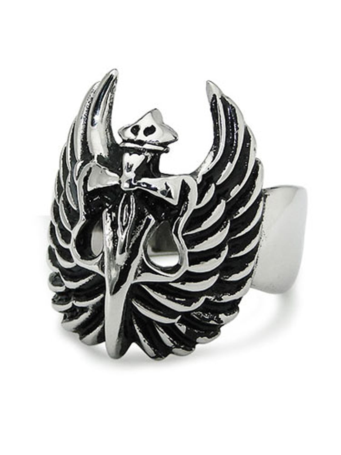 Stainless Steel Dagger Wings Biker Style Ring - Walmart.com
