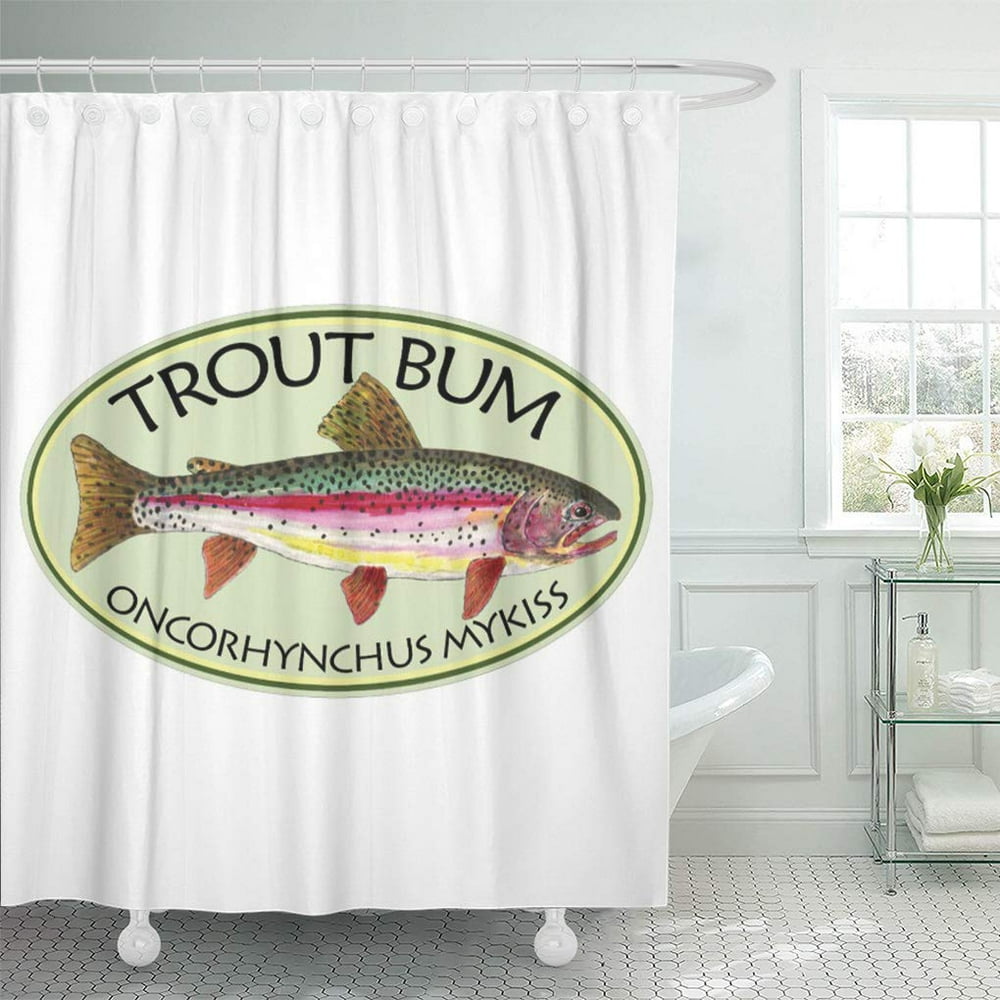 SUTTOM Fishing Funny Trout Bum Fish Fly Love Painting Shower Curtain