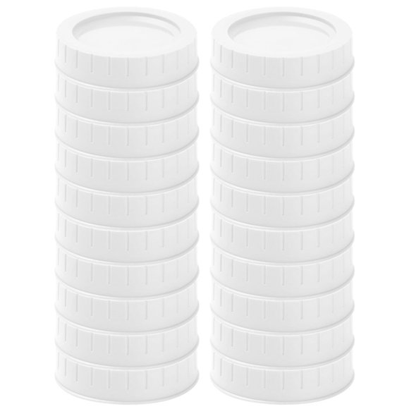 Dosaele 20pcs Plastic Mason Jar Lids Food-grade Mason Jar Caps Fit Regular Mouth 70mm Reusable Leak Proof Replacement Jar Lids Dishwasher Safe for Mason Jars Canning Jars