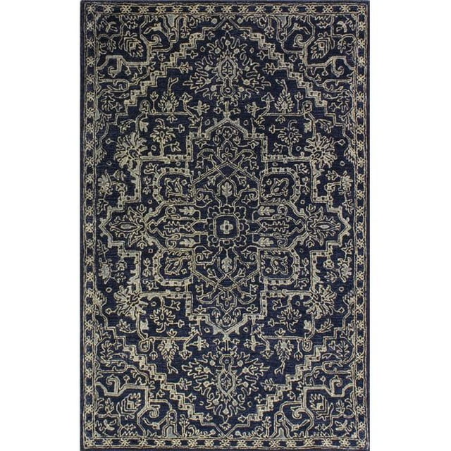 Bashian R129-NV-2.6X8-HG350 Bashian Greenwich Collection Contemporary Wool & Viscose Hand Tufted Area Rug, Navy - 2 ft. 6 in. x 8 ft.