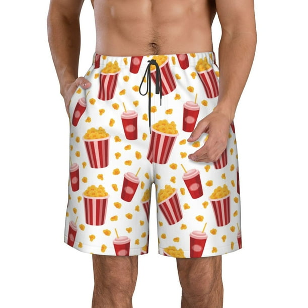 Fotbe Popcorn Trajes de Baño Estampados para Hombre, Shorts de Verano de Secado Rápido, Ropa de Playa, Bañadores-Large