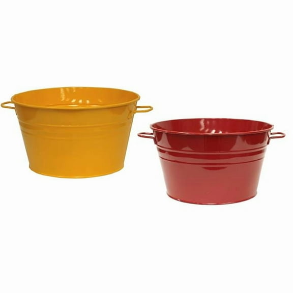 Houston International Trading 6085E SAFF-XR S/2 6085E SAFF-XR S/2 Enameled Galvanized Steel Planter / Beverage Tub. Set of Two.