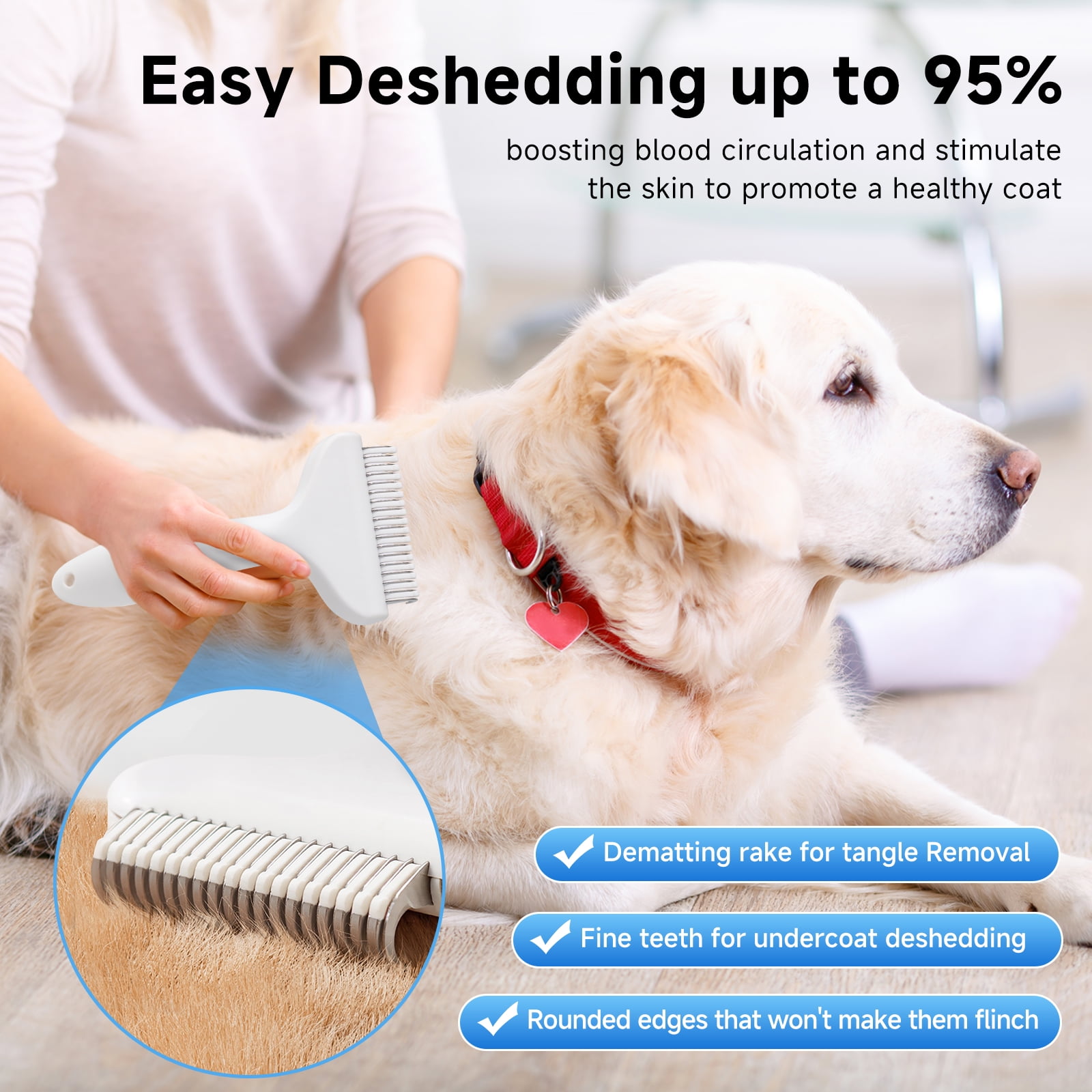 Pet Steam Brush for Dog & Cat - 3-in-1 Steam Grooming Slicker Brush & Undercoat Rake for Shedding - Self Cleaning Spray Comb with Mist for Long & Short Haired Pets - Includes Waterless Shampoo, Blue