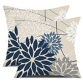 thumbnail image 1 of Fundas de almohada DFXSZ con estampado floral azul y gris, 45 x 45 cm, juego de 2 para exteriores, 1 of 6